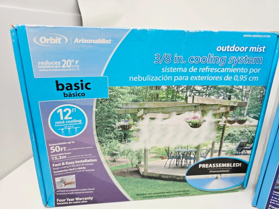 Sistema de enfriamiento por niebla exterior Orbit ArizonaMist de 3/8 pulgadas y kit de expansión adicional NUEVO Foto 3 de 4