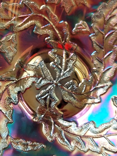 Very Pretty Amethyst Millersburg Carnival Glass Whirling Leaves Pattern Bowl - Picture 17 of 19