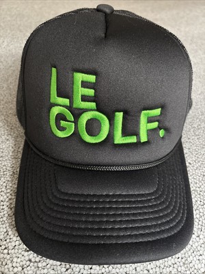 LE GOLF Black Green SnapBack Adjustable Mesh Trucker Hat Cap Decky Embroidered