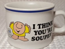 Vintage 1982 Ziggy I Think Your Souper Stoneware Soup Mug Cup Tom Wilson