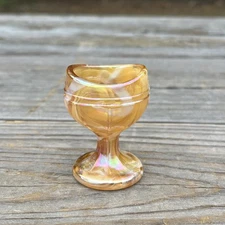 Butterscotch And White Marble Slag Eye Wash Cup Rosso~light Iridescent Finish~