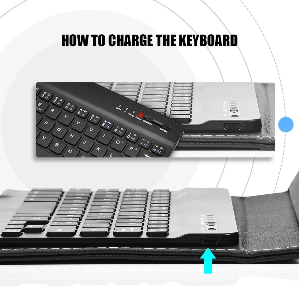 V BESTLIFE Teclado Portátil Inalámbrico Bluetooth con Estuche de Cuero, Universal Foto 3 de 4