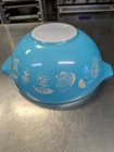 Vintage 1958 Pyrex Cinderella Hot Air Balloons Turquoise Bowl 4 Qt 444