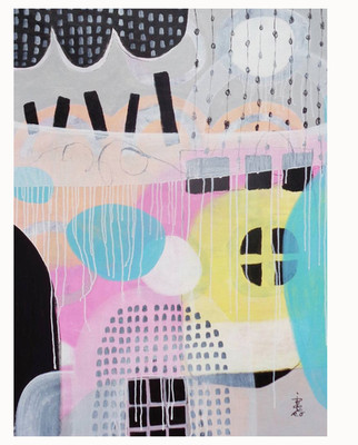 Large Original Abstract Acrylic Painting 31x41 