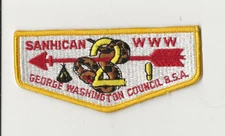 SANHICAN OA LODGE 2 / S-? FLAP * GEORGE WASHINGTON COUNCIL - Boy Scout BSA GWT27
