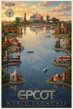 Epcot World Showcase Lagoon Country Map POSTER 11x17 GLOSSY China Norway Japan