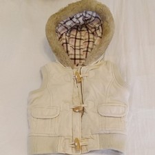 Old Navy Girl's Size XS Cream Hooded Vest with Faux Fur Trim. Athleisure