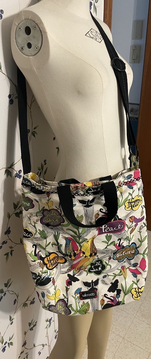 The Sak Sakroots Campus Tote Bag Peace Print Canvas Purse 