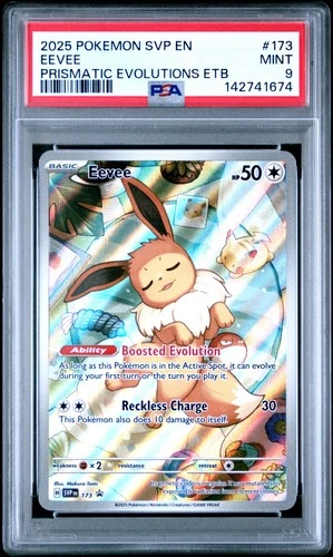 2025 POKEMON SVP PRISMATIC EVOLUTIONS ELITE TRAINER BOX PROMO #173 EEVEE PSA 9