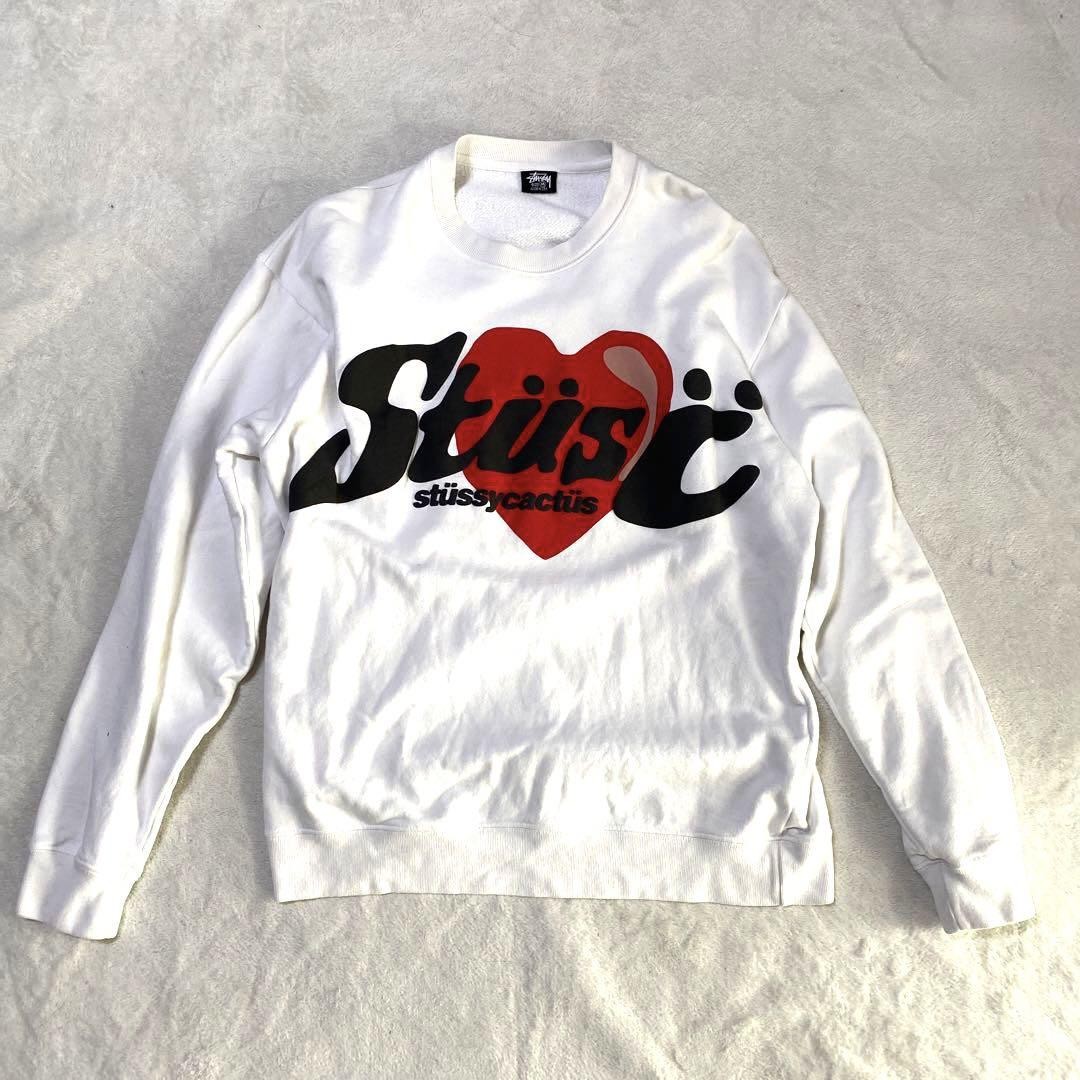 国内発送 Stussy x CPFM Heart Crewneck Sweatshirt ハート CPFM × STUSSY Heart Crew Neck Sweatshirt White Vintage