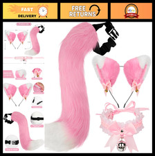 Animal Ears and Tail Set, Wolf Fox Costume with Bell Choker for Halloween Party