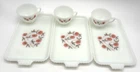 Anchor Hocking Fire King Primrose Milk Glass Snack Tray Tea Set Of 3 Vtg 1960’s
