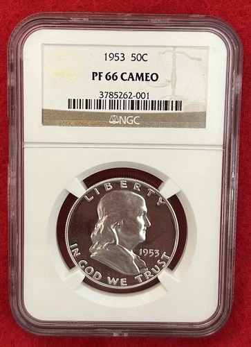 1953 Proof Franklin Half Dollar NGC PF 66 Cameo.  Stunner High Grade.