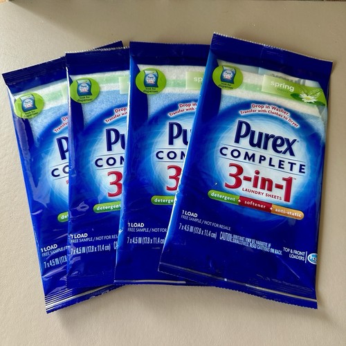 4x Purex Complete 3 In 1 Laundry Sheets “Spring Oasis” Individual 1 Load Trials