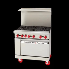 American Range AR-6 36" Commercial (6) Burner Gas Range w/ Standard Oven