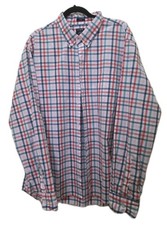 J Crew Shirt Mens XXLarge Red Blue Plaid Slim Fit Flex Button Up Men Casual