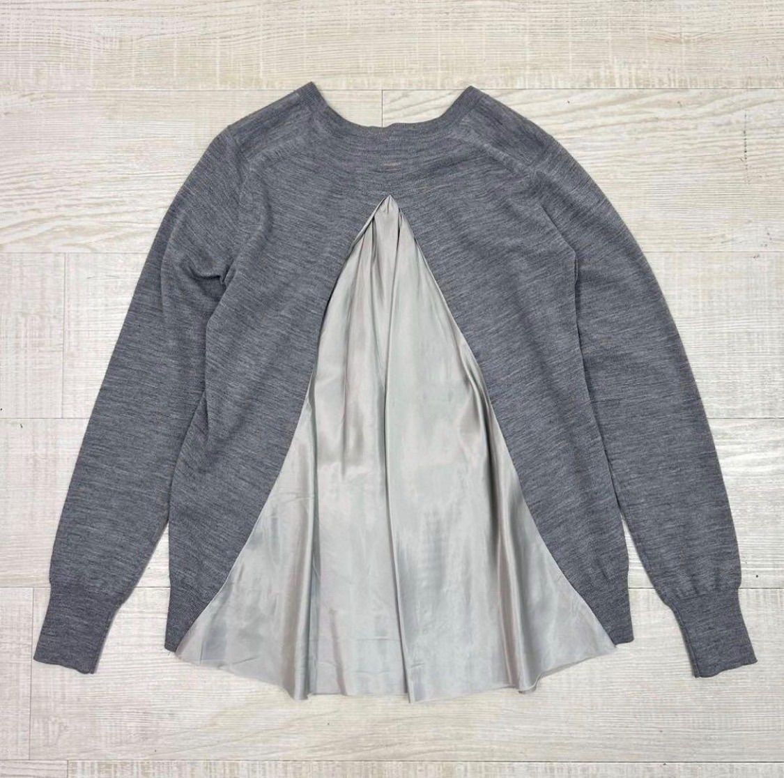 sacai Different material docking back flare Cardi… - image 2