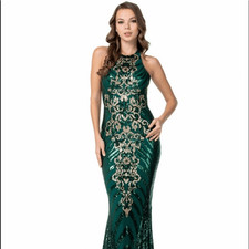 Emerald and Gold Ball Gown