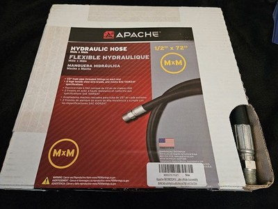 Brand New Apache 1/2'' x 72'' (6 FT) Male x Male Hydraulic Hose Assembly - SAE
