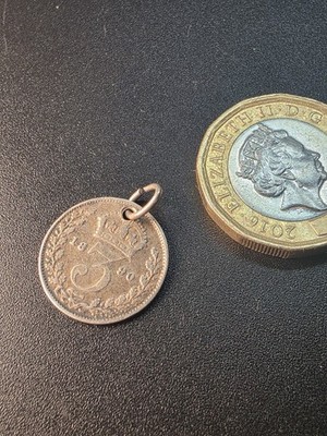Vintage Sterling Silber 1890 Threepence Charm 1,41g