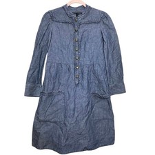 Marc by Marc Jacobs Ruffle Denim Mini Dress Ruffle Collar Button Down Size 2