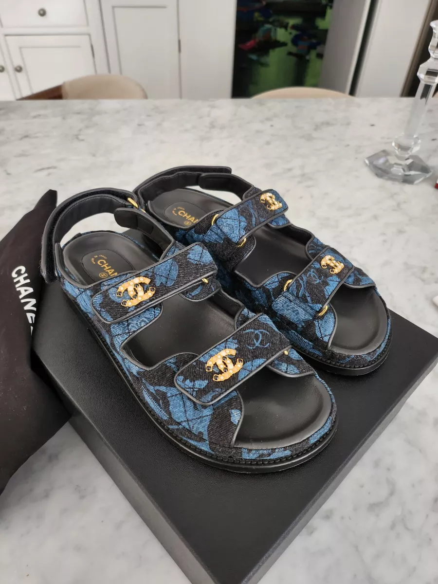 Chanel Dad Sandals Denim Print 39