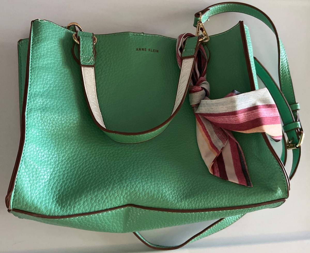 Anne Klein Mint Green Crossbody Boxy Dual Handle Snap Closure