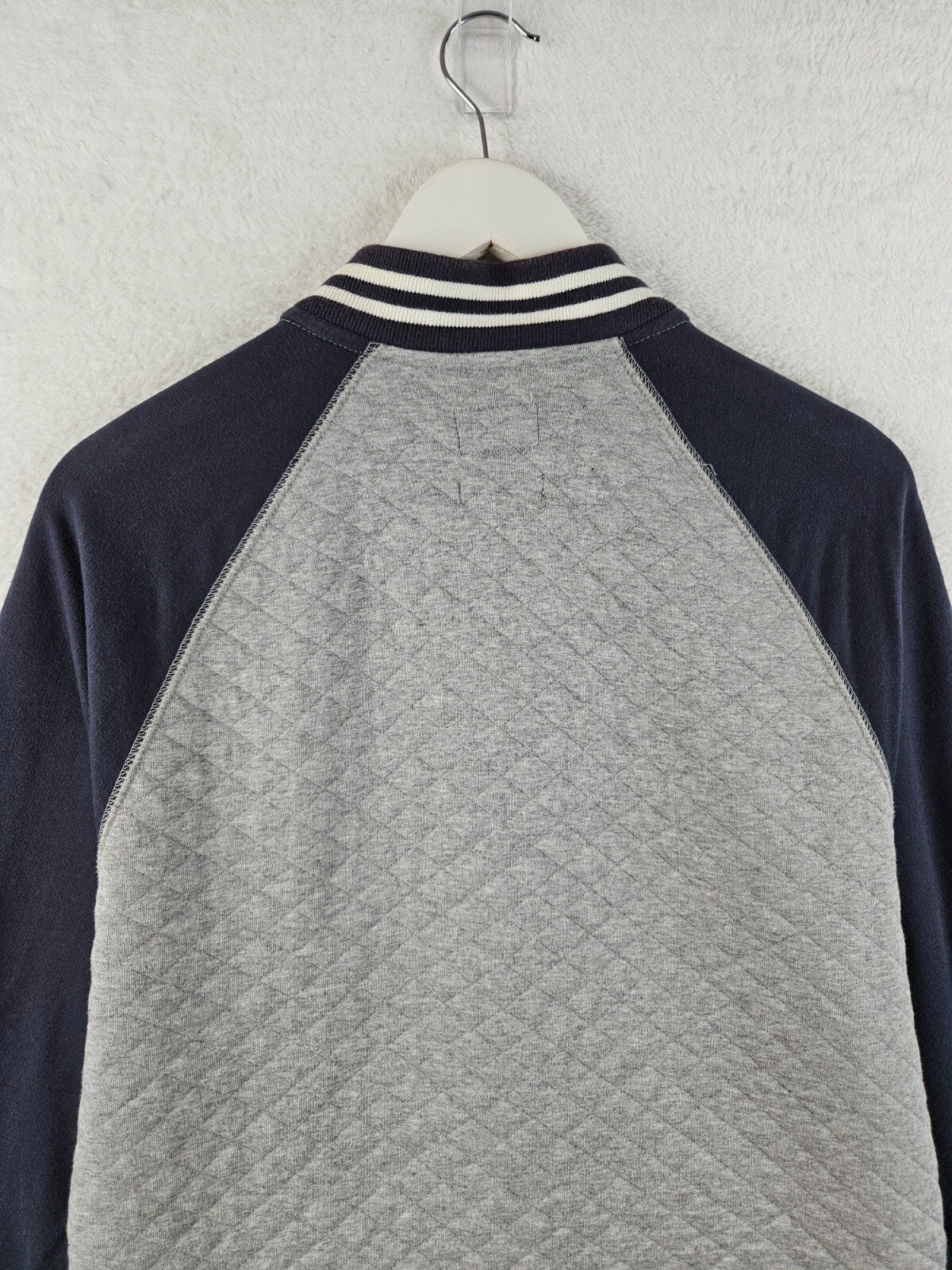 NEXT Mens Grey Navy Blue Full Zip Bomber Varsity Jacket Size Large L