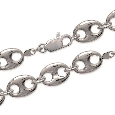 Bracelet Maille Jaseron Large En Argent 925 Rhodié - Sans Nickel, Marque Petugons