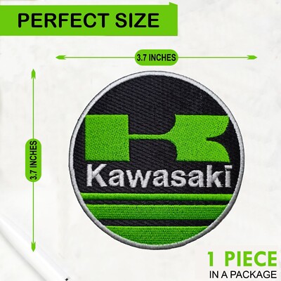 Kawasaki Logo Iron On Patch - Sew Patch - Embroidered Patch 3.7'' x 3.7''