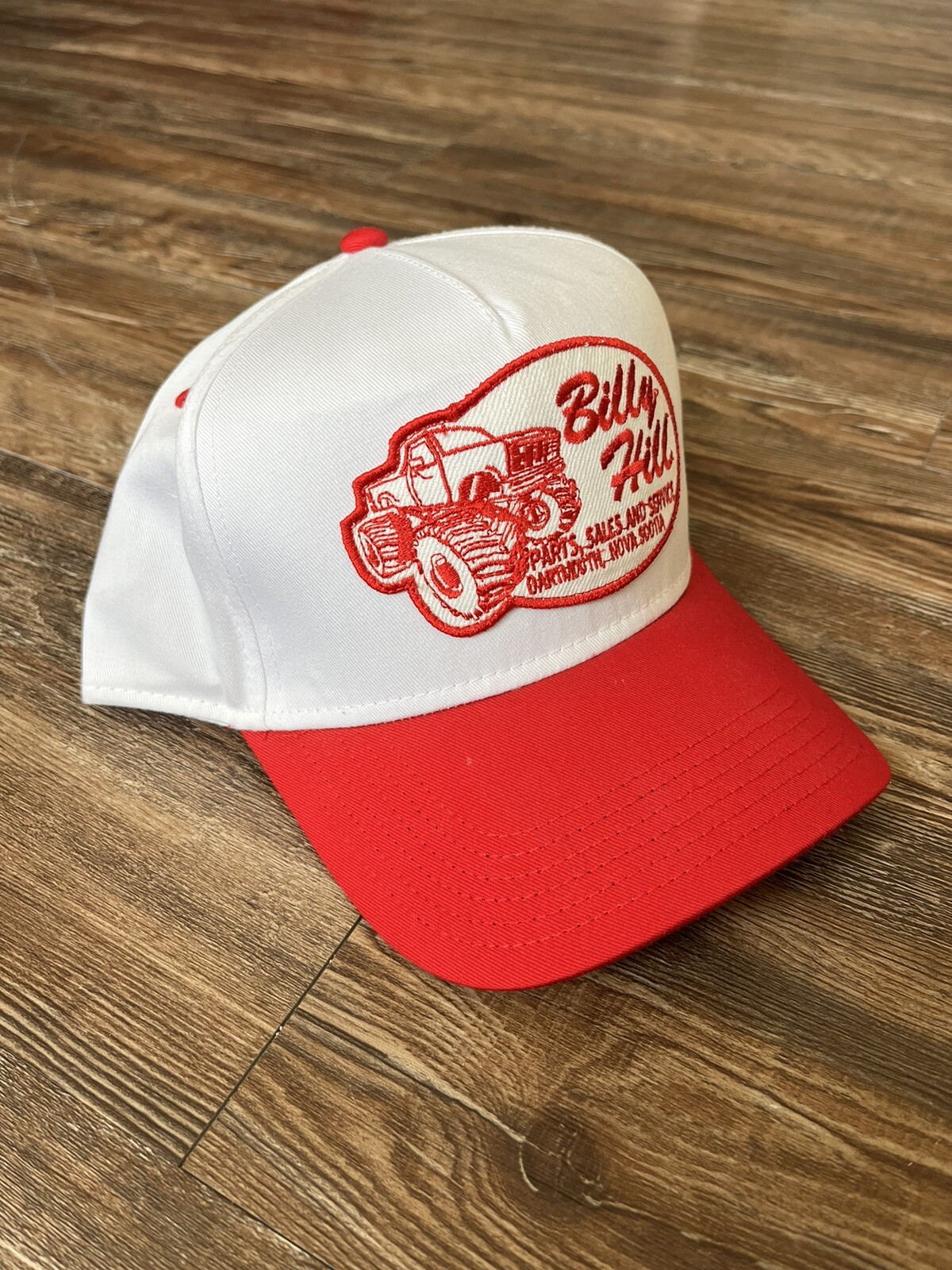 Billy Hill red patch hat lightly worn Whitetrasht… - image 1