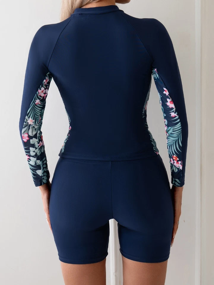 Trajes de baño para mujer 2 piezas traje de neopreno protector contra erupciones XS pequeño mediano grande talla 2-12 Foto 4 de 4