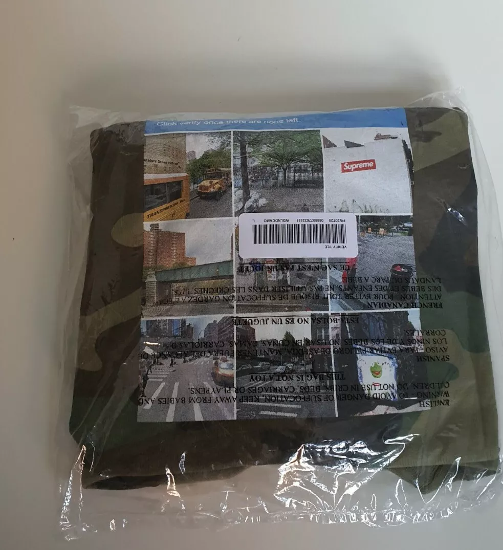 FW20 Supreme Verify woodland camo tee size L large T shirt New