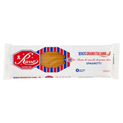 Russo Spaghetti N°72 Hartweizengrieß Pasta,100% Italienischer Weizen,500g