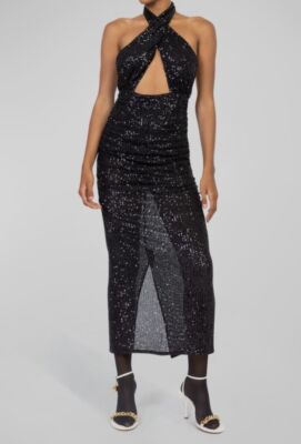 ronny kobo zack halter sequin midi dress Ronny Kobo Zack Halter Sequ Midi Dress In Brown - 67% Off