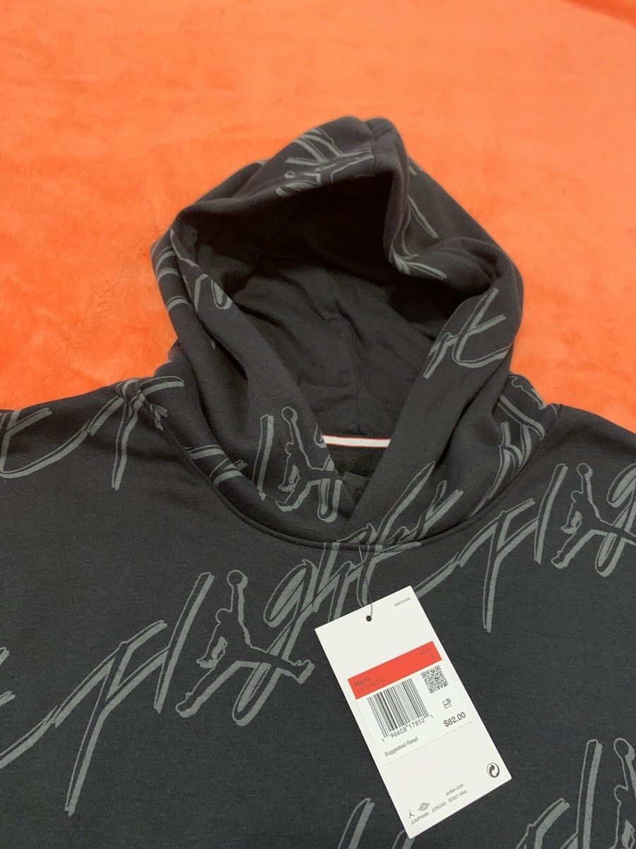 Black Jordan Flight Fleece Cement Pullover Hoodie Jordan Flight