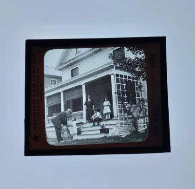 Keystone Magic Lantern Glass Slide Father Going to Work P265 With Info Card  P8