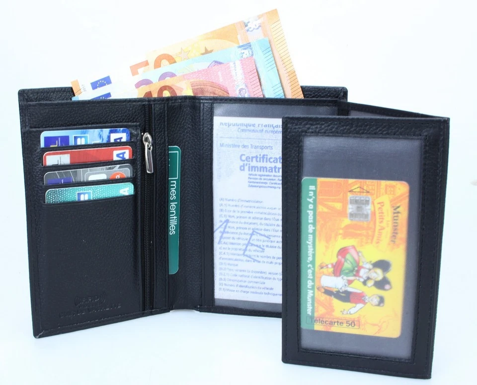 Portefeuille Homme Tout en Un  RFID en véritable Cuir - Photo 3/4