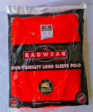 RADWEAR High Visibility Orange Long Sleeve Polo Moisture Wicking 5X NEW