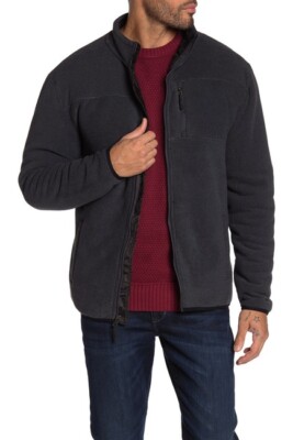 Weatherproof Kunst Shearling Futter Hochkragen Jacke, Ombre Blau, Sz M