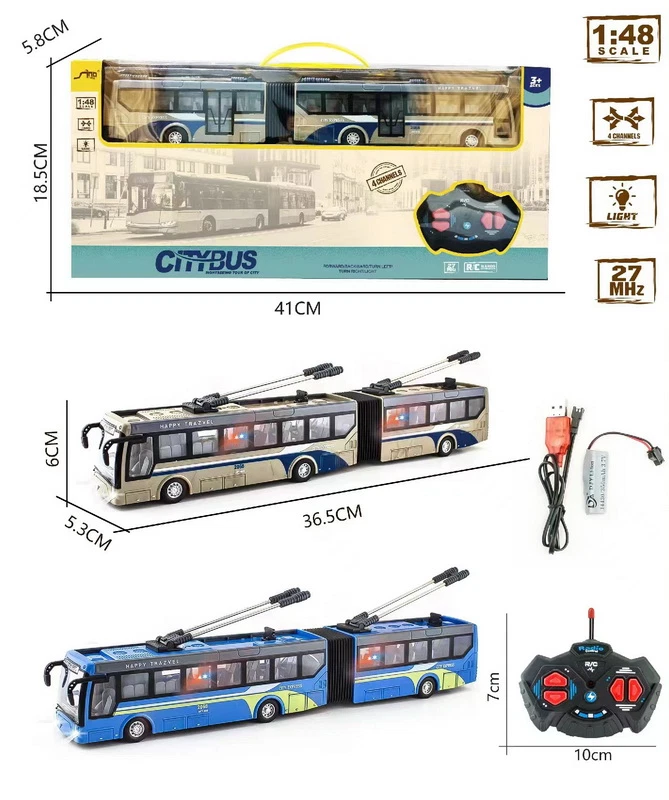 Teavel Bus RC Bus Public Bus Retro Remote Control Vehicle Kids Toy Random Color