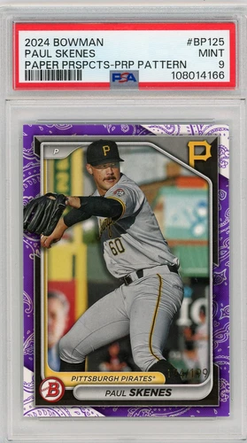 2024 Bowman #BP-125 Paul Skenes Purple Pattern Paper Prospect 194/199 PSA 9