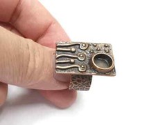 Ring Blank Setting Base Cabochon Bezel Copper Plated Brass 8mm cabochon G28804