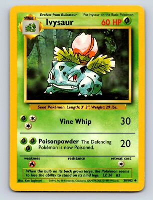 ポケモンカードゲーム Vine Ivysaur HP 60 Vine Whip Attack Rarity Green Pokémon Card | eBay