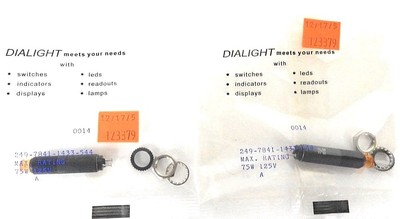 2 NEW DIALIGHT 249-7841-1433-544 NEON INDICATOR LAMP 75W, 125V, 2497841, 5375606