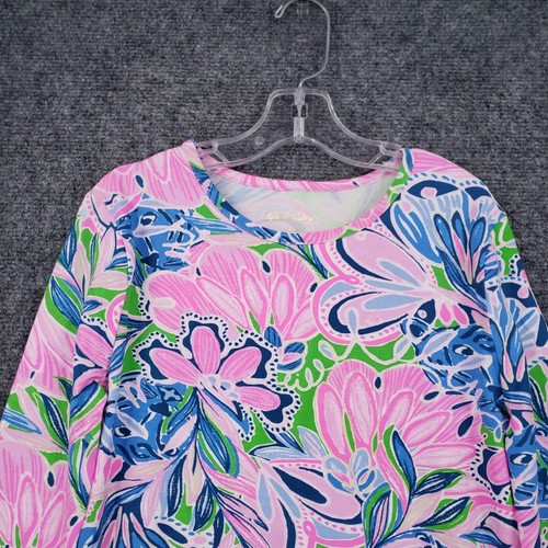 Lilly Pulitzer Top Girls 14 Pink Mini Sammy Pajama Sleepwear Floral Long Sleeve - Picture 3 of 10