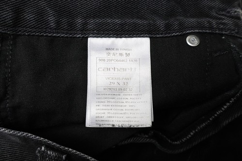 Jeans Carhartt Wip Uomo W29/L32 100% Cotone Organico Con Zip Neri - Foto 5 di 9