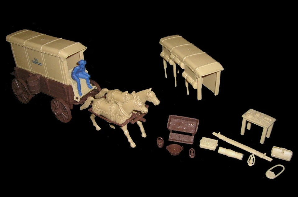 FORT APACHE Western Fort piezas MARX juguete de plástico soldados caballería juego indio Foto 2 de 4