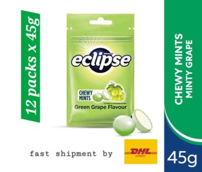 Chewy Mints Wrigley Eclipse Green Grape Flavor Candy Sweets 45g x 12 Packs-  DHL