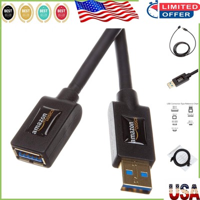 9.8ft USB 3.0 Extension Cable with Protective Shielding - Black, Indoor Use